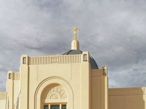 A photograph of the west face of the Tucson Arizona Temple illuminated by afternoon sunlight.