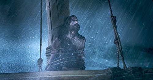 Nephi tied to mast in storm