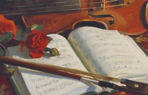 violin and hymnbook