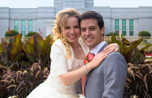 Sister and Brother Glowa in front of the temple