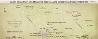 cartina, l’area degli Stati del Missouri, dell’Illinois e dell’Iowa negli Stati Uniti