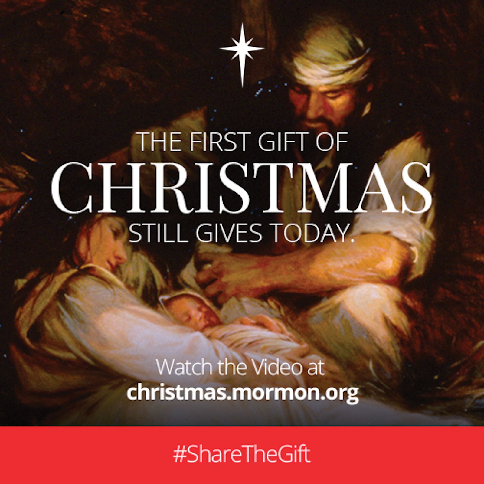 The first gift of Christmas still gives today. Watch the video at christmas.mormon.org. #ShareTheGift