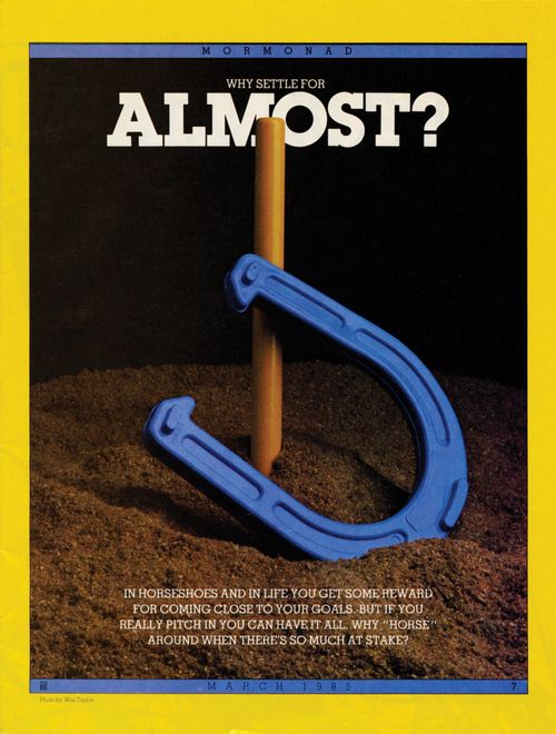 An image of a horseshoe lying in front of a stake sticking up from the ground, paired with the words “Why Settle for Almost?”