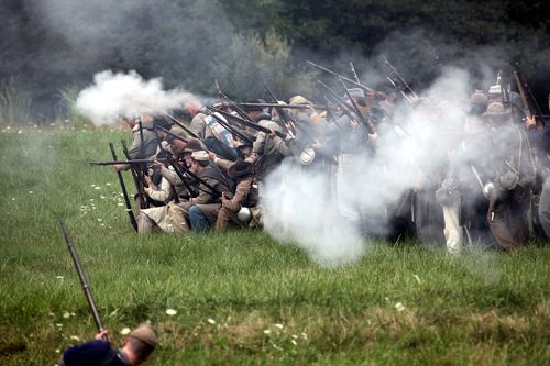 A shot of a Civil War Reenactment