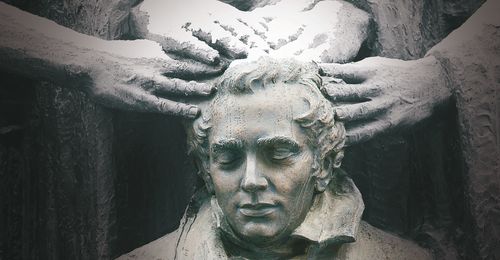 statue of Joseph Smith receiving the priesthood