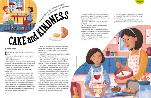 Story PDF with images of child and mother baking together in the kitchen