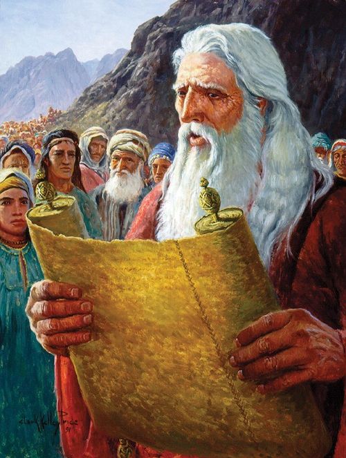Moses Reading the Book of the Covenant at Mount Sinai, by Clark Kelley Price