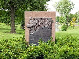 commemorative monument in Troost Lake Park in Kansas City, Missouri