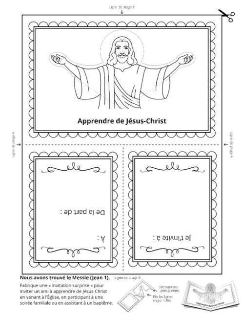 page des activités: apprendre à connaître Jésus-Christ