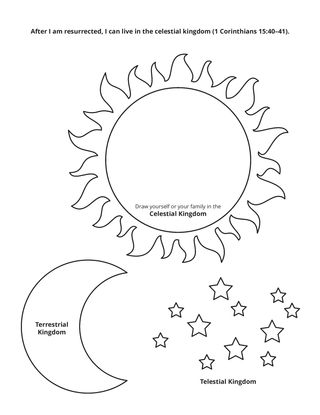 activity page: celestial, terrestrial, and telestial kingdoms