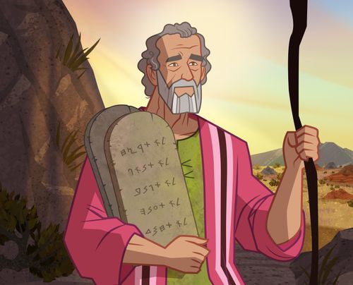 Moses holding the Ten Commandments.