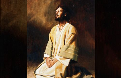 the Savior kneeling in prayer