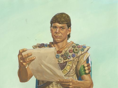 Moroni holding letter