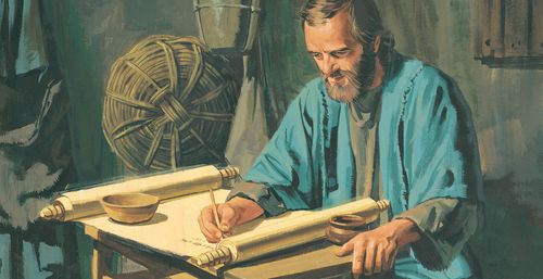 Paul is in prison in Rome for two years. He is depicted writing letters to the Saints. - ch.63-8