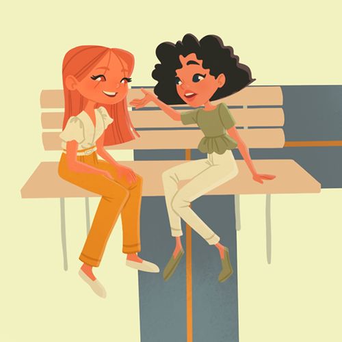 girls on bench