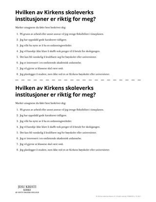 Hvilken av Kirkens skoleverks institusjoner er riktig for meg?