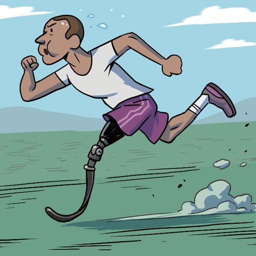 man with prosthesis running