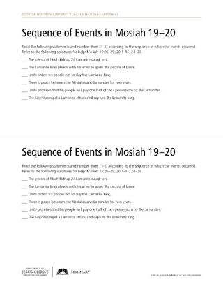 handout, Mosiah 19–20