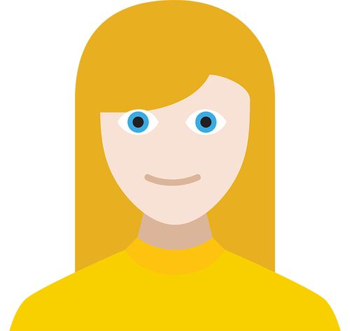 woman with blonde hair and yellow shirt