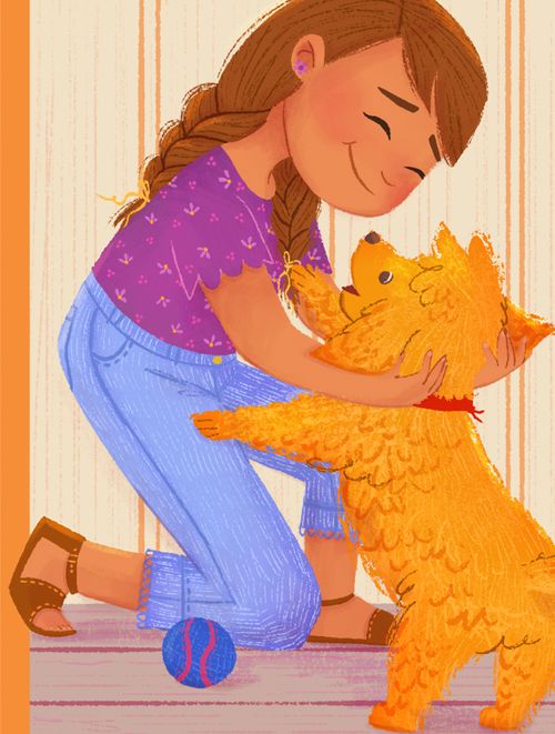 girl hugging dog