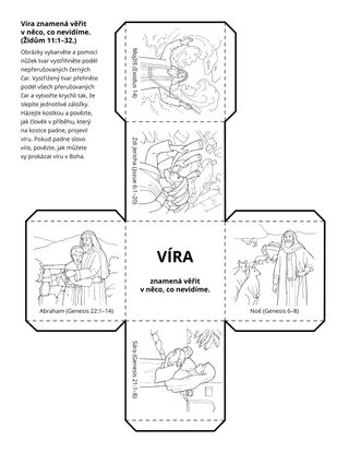 stránka s činnostmi: Víra znamená věřit v něco, co nevidíme