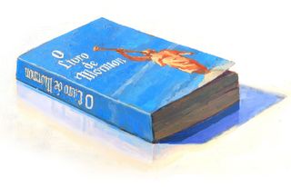 illustratie van het Boek van Mormon in het Spaans met een blauwe kaft