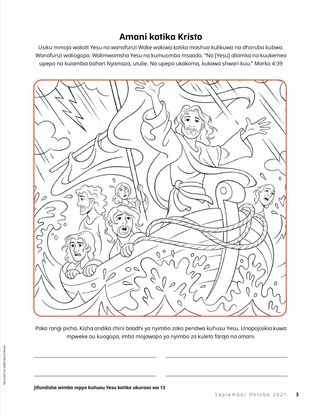 coloring page of Jesus calming the storm