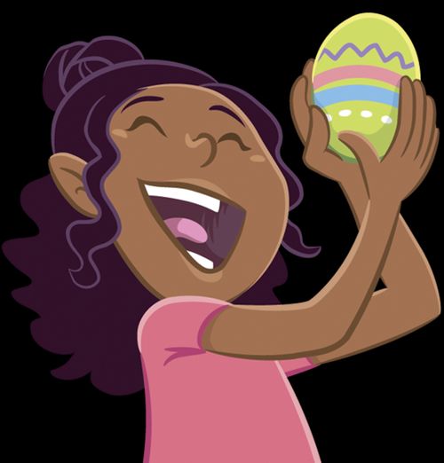 Girl holding up chocolate egg