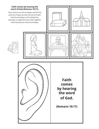 activity page: faith comes by hearing the word of God