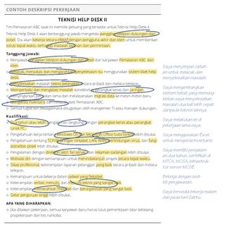 materi yang digarisbawahi menjelaskan deskripsi pekerjaan