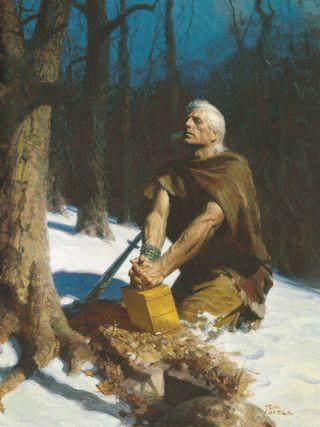 Moroni Burying the Plates [Moroni seppellisce le tavole], di Tom Lovell