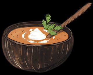 A bowl of pumpkin coconut soup