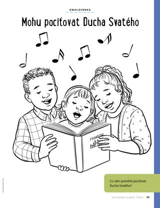 coloring page of children singing