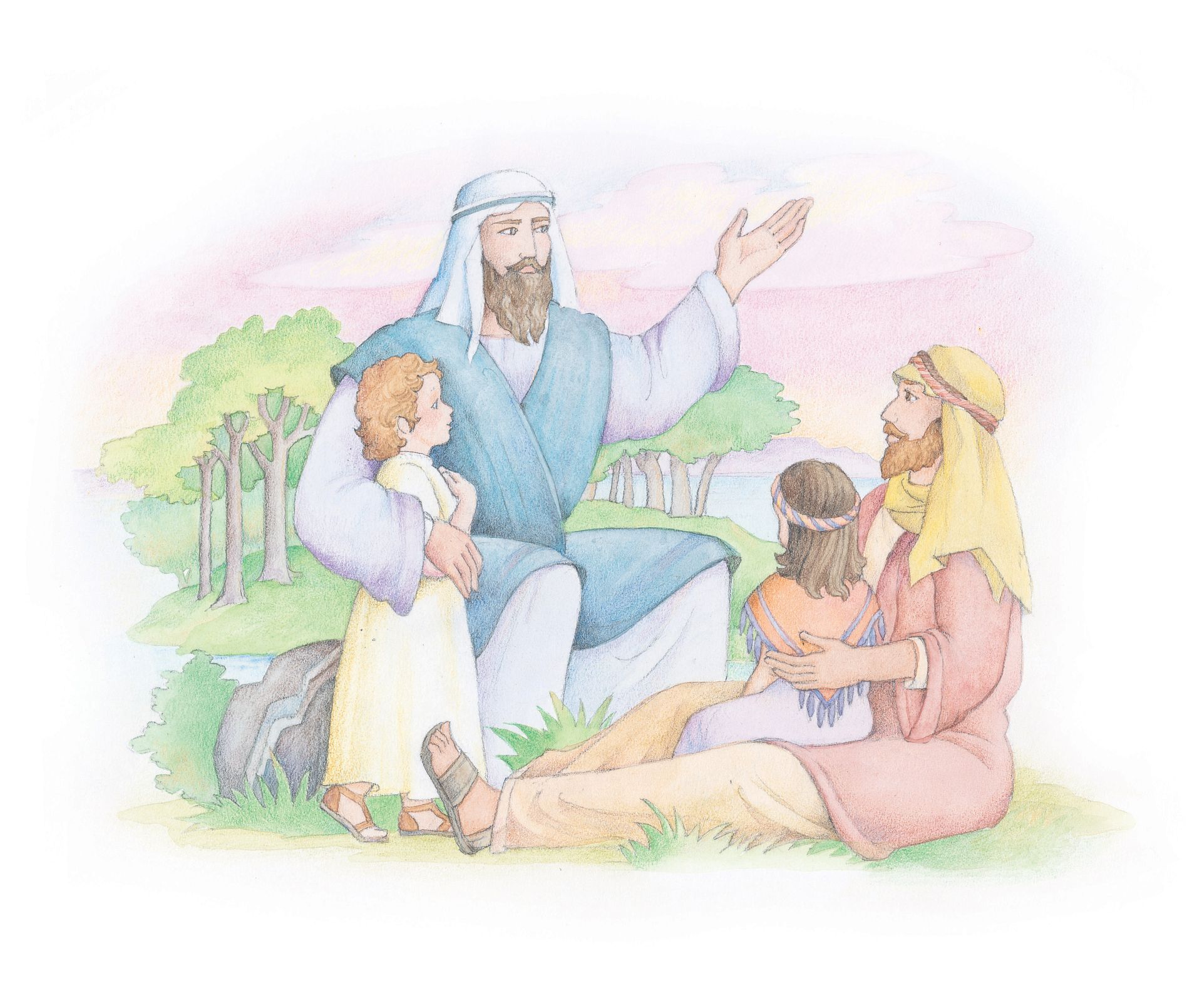 Elijah prophesies of the turning of the hearts of the children to their fathers. From the Children’s Songbook, page 91, “Truth from Elijah”; watercolor illustration by Phyllis Luch.