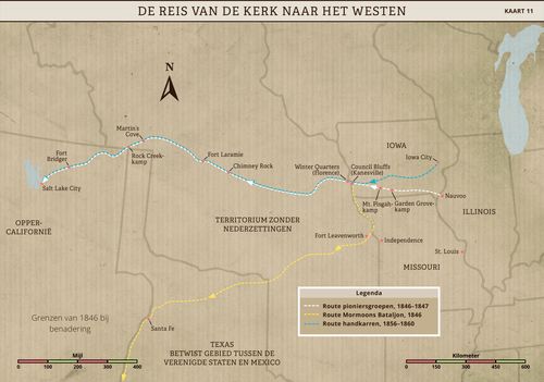 kaart van route naar het westen