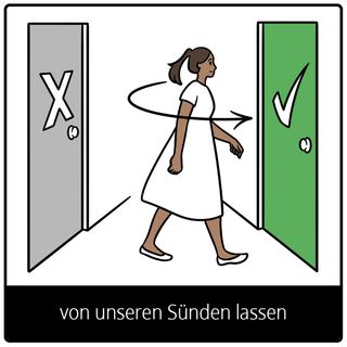 Symbol für Evangeliumsbegriff: von unseren Sünden lassen