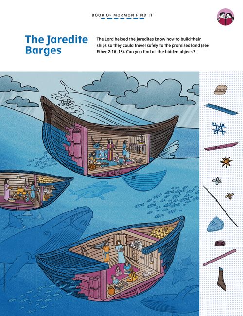 Hidden picture activity PDF with image of the Jaredite barges