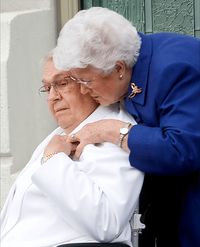 President Boyd K. Packer and his wife, Donna, at the Brigham City Utah Temple cornerstone ceremony, 23 September 2012.