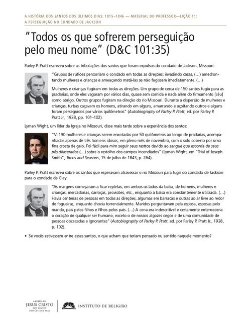 “Todos os que sofrerem perseguição pelo meu nome” (D&C 101:35)