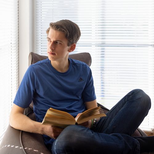 young man with book