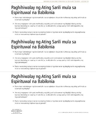 handout, Paghihiwalay ng Ating Sarili mula sa Espirituwal na Babilonia