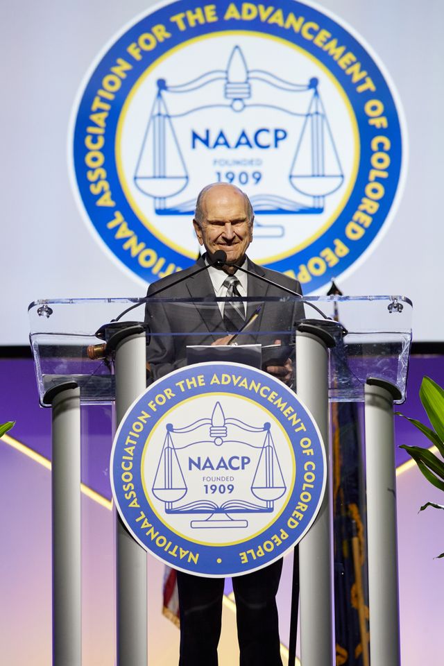 President Russell M. Nelson speaks at the NAACP's 110th annual national convention in Detroit, Michigan, on July 21, 2019.&nbsp;