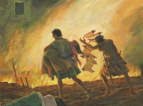 men burning women and scriptures