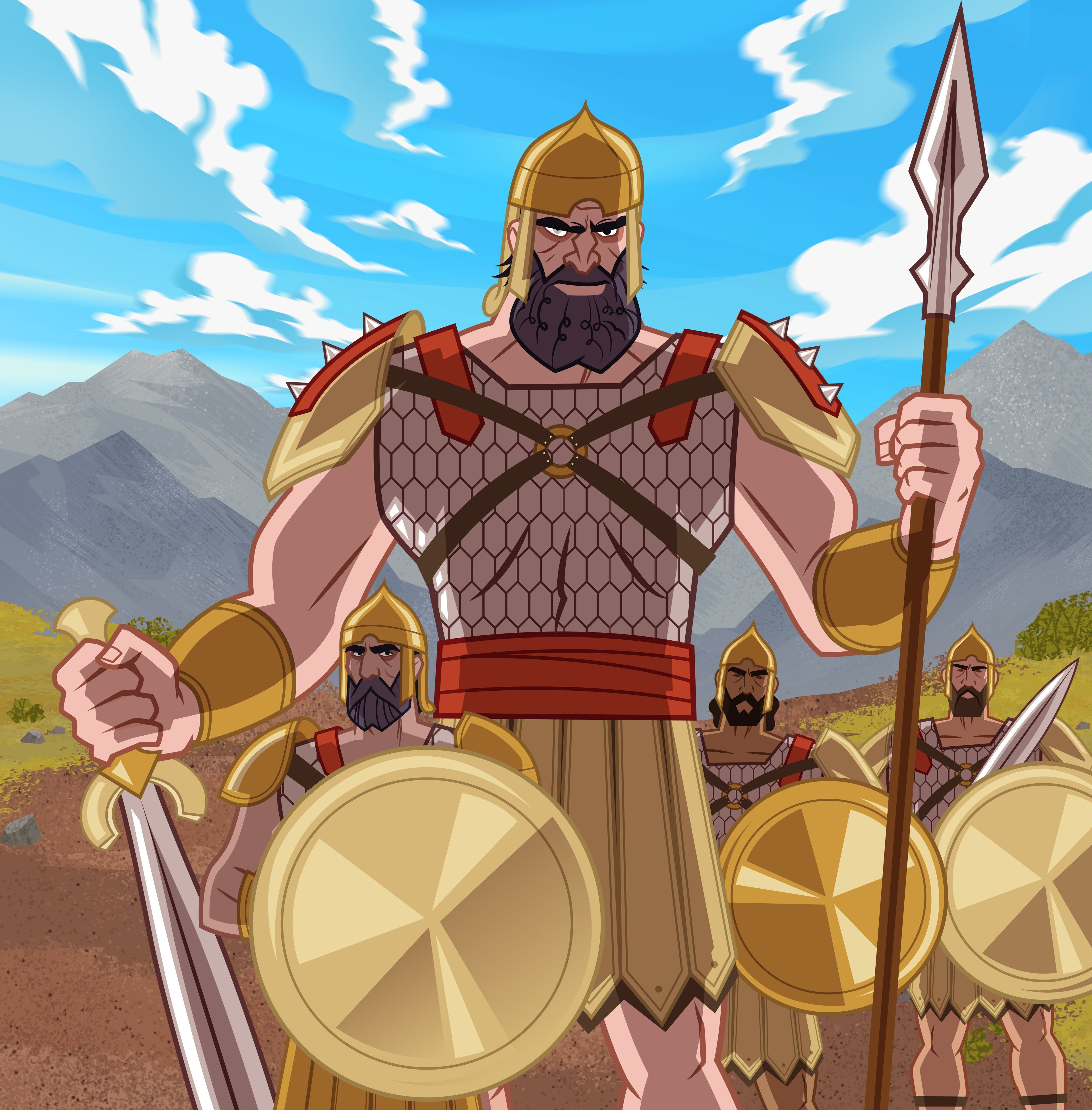 Illustration of Goliath. 1 Samuel 17:1–11