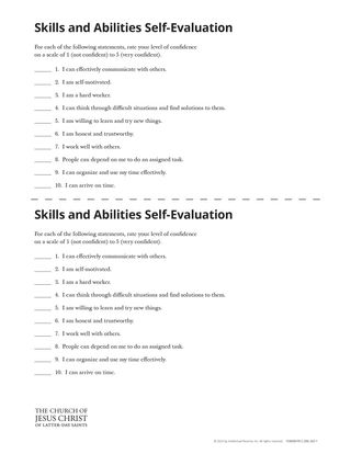 Skills and Abilities Self-Evaluation