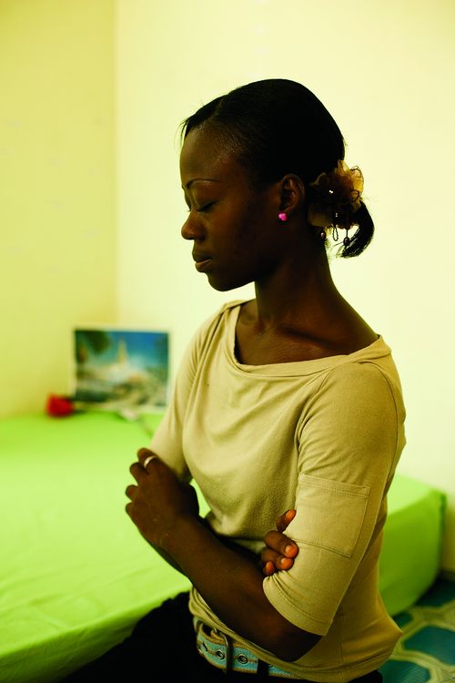 young woman praying