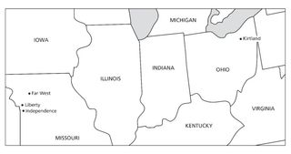mapa, mula Ohio papuntang Missouri