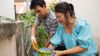 family working in a garden