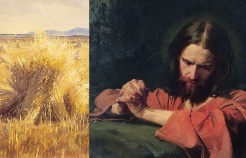 paintings of wheat and Jesus in Gethsemane