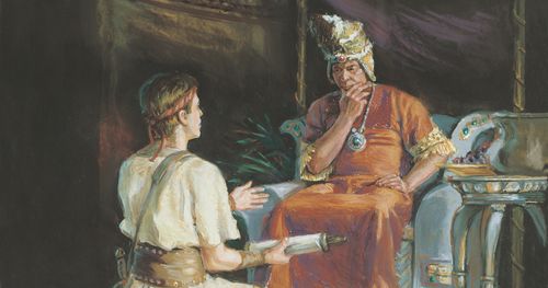 Ammon talking to King Lamoni